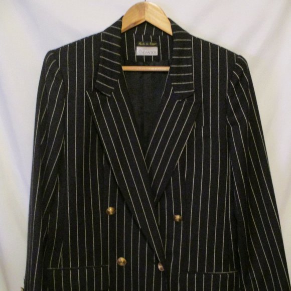 GANTOS GORGEOUS BLACK PINSTRIPE PANT SUIT - Picture 14 of 16